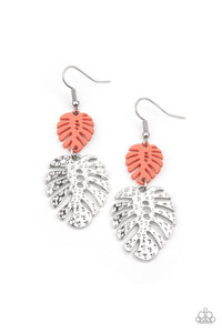Palm Tree Cabana- Orange and Silver Earrings- Paparazzi Accessories