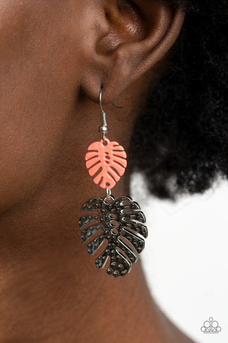 Palm Tree Cabana- Orange and Silver Earrings- Paparazzi Accessories