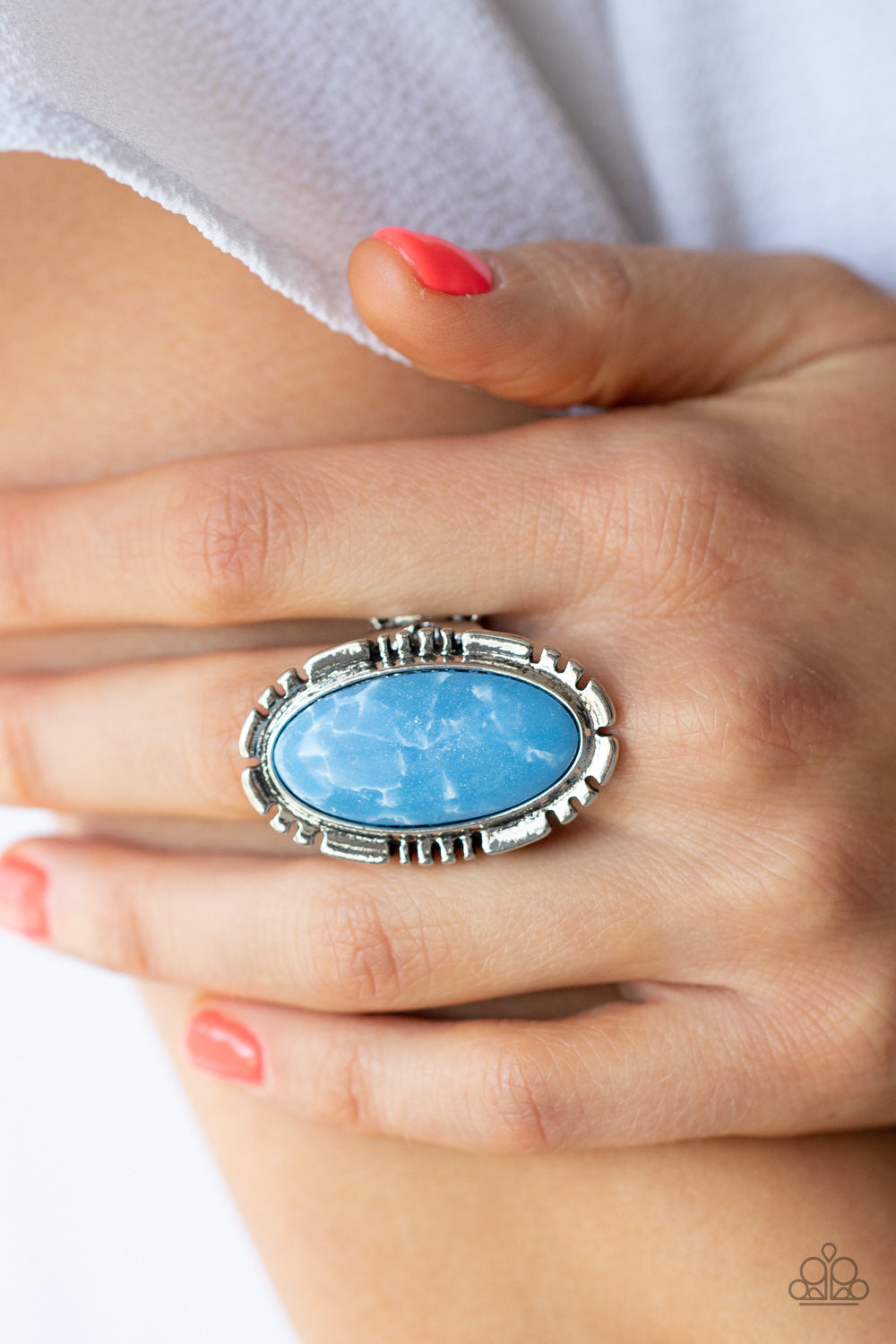 Peacefully Pioneer- Blue and Silver Ring- Paparazzi Accessories