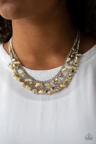 Pebble Pioneer- Yellow and Silver Necklace- Paparazzi Accessories