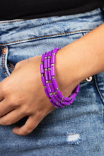 Load image into Gallery viewer, Radiantly Retro- Purple and Silver Bracelets- Paparazzi Accessories