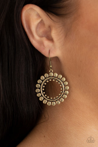 Radiating Radiance- Brass Earrings- Paparazzi Accessories