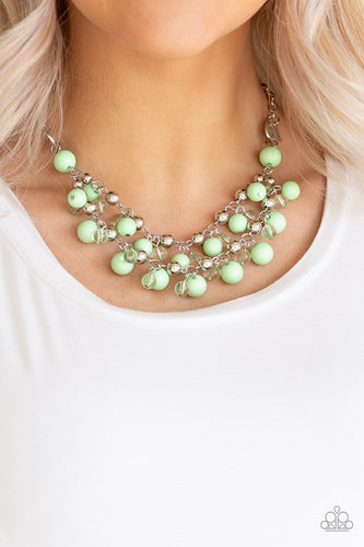 Seaside Soiree- Green and Silver Necklace- Paparazzi Accessories