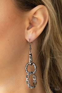 Shameless Shine- White and Gunmetal Earrings- Paparazzi Accessories