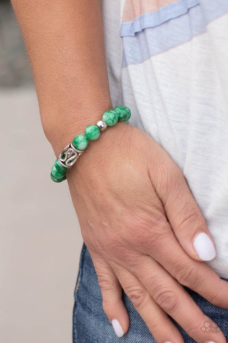 Soothes The Soul- Green and Silver Bracelet- Paparazzi Accessories