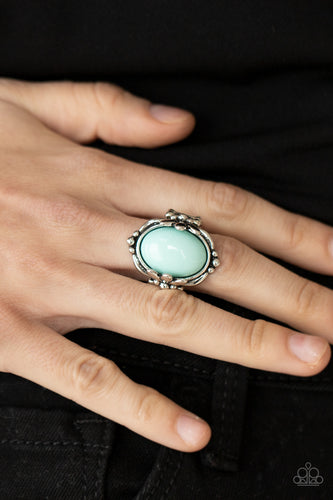 Springtime Splendor- Blue and Silver Ring- Paparazzi Accessories