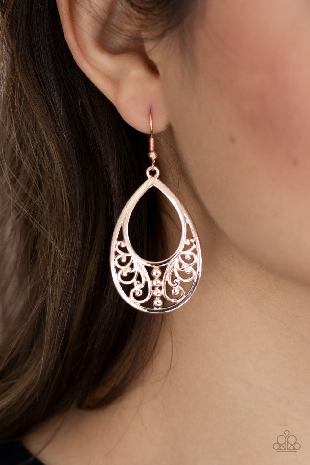 Stylish Serpentine- Rose Gold Earrings- Paparazzi Accessories