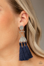 Load image into Gallery viewer, Tassel Trippin- Blue and Silver Earrings- Paparazzi Accessories