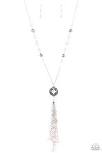 Tasseled Treasure- Pink and Silver Necklace- Paparazzi Accessories