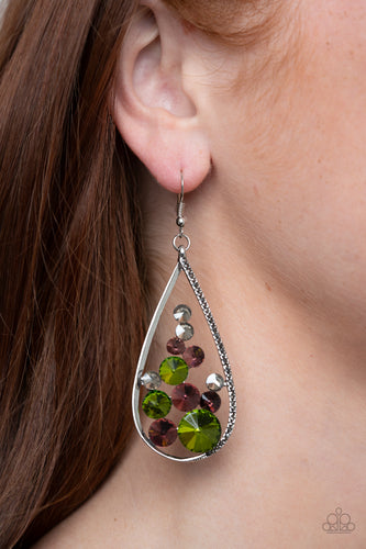 Tempest Twinkle- Multicolored Silver Earrings- Paparazzi Accessories