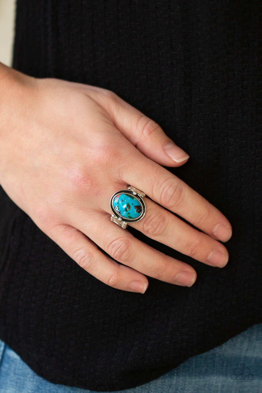 Terrifically Terrazzo- Blue and Silver Ring- Paparazzi Accessories