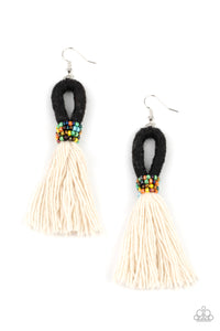 The Dustup- White and Black Earrings- Paparazzi Accessories