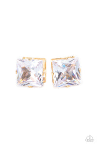 Times Square Timeless- White and Gold Earrings- Paparazzi Accessories