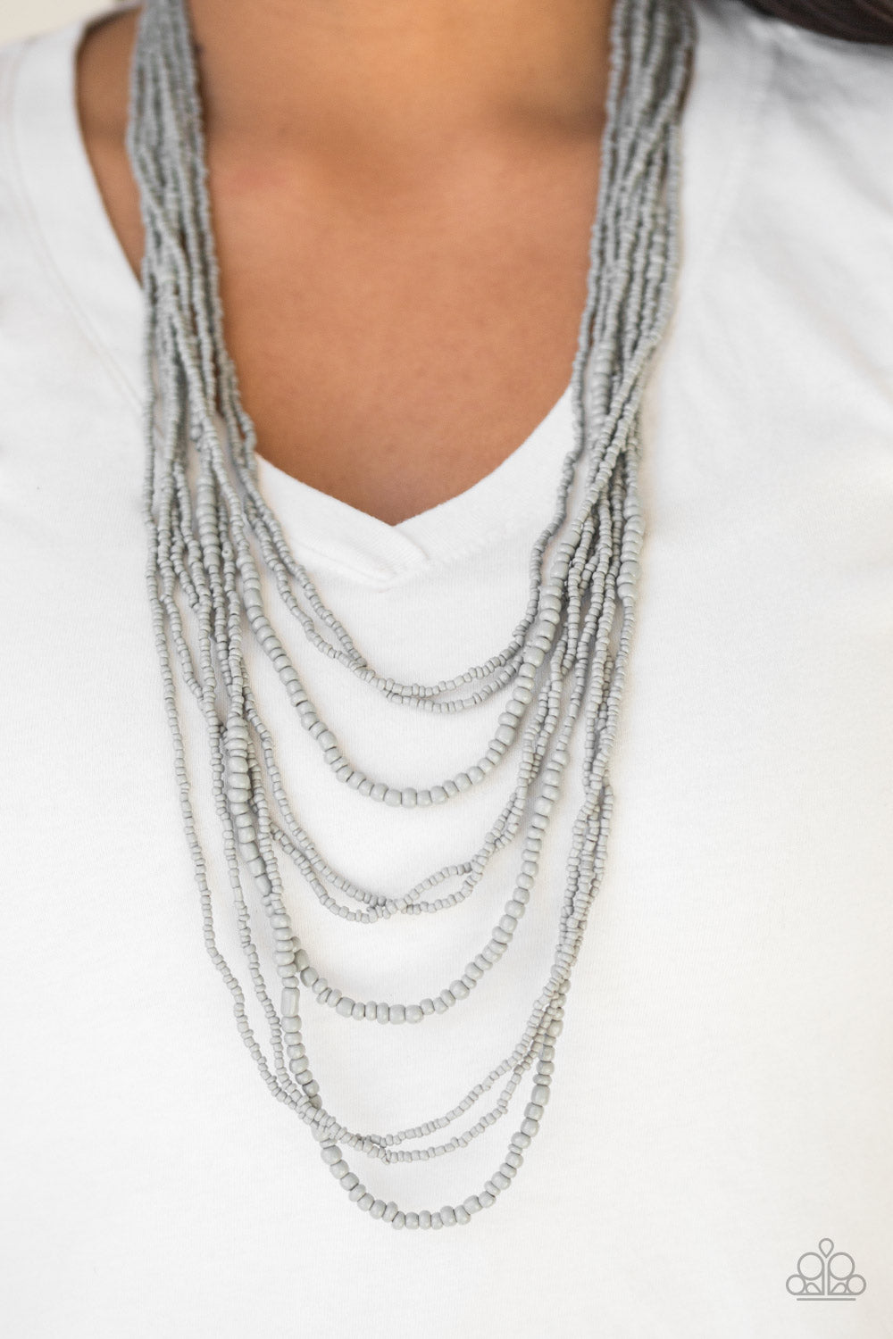 Totally Tonga- Grey and Silver Necklace- Paparazzi Accessories