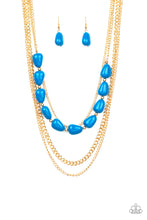 Load image into Gallery viewer, Trend Status- Blue and Gold Necklace- Paparazzi Accessories