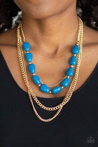 Trend Status- Blue and Gold Necklace- Paparazzi Accessories