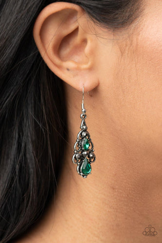 Urban Radiance- Green and Silver Earrings- Paparazzi Accessories