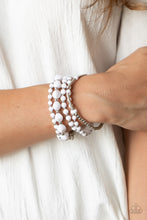 Load image into Gallery viewer, Vibrantly Vintage- White and Silver Bracelet- Paparazzi Accessories
