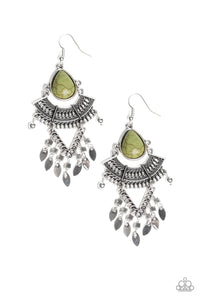 Vintage Vagabond- Green and Silver Earrings- Paparazzi Accessories