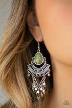 Load image into Gallery viewer, Vintage Vagabond- Green and Silver Earrings- Paparazzi Accessories