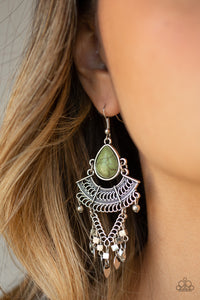 Vintage Vagabond- Green and Silver Earrings- Paparazzi Accessories