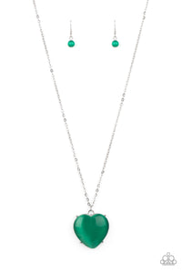 Warmhearted Glow- Green and Silver Necklace- Paparazzi Accessories