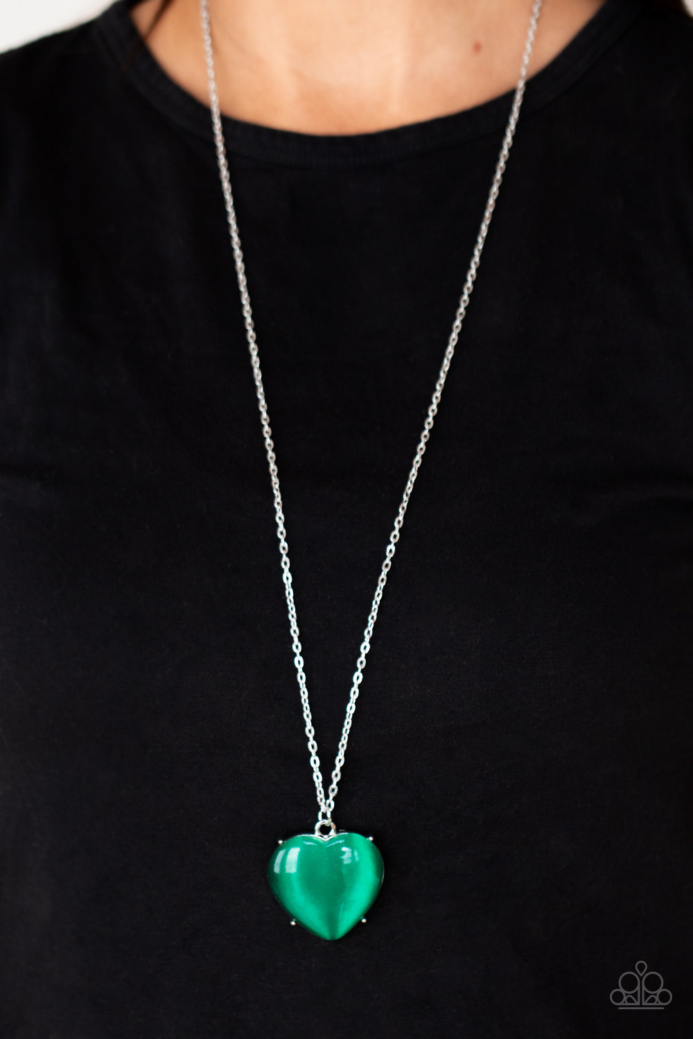 Warmhearted Glow- Green and Silver Necklace- Paparazzi Accessories