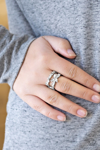 Cosmo Collection- White and Silver Ring- Paparazzi Accessories