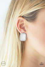 Load image into Gallery viewer, Insta Famous- White and Silver Clip On Earrings- Paparazzi Accessories