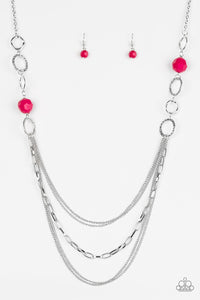 Margarita Masquerades- Pink and Silver Necklace- Paparazzi Accessories