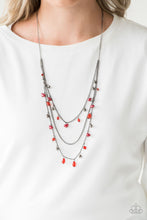 Load image into Gallery viewer, Pebble Beach Beauty- Red and Gunmetal Necklace- Paparazzi Accessories