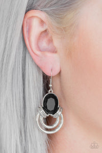 Real Queen- Black and Silver Earrings- Paparazzi Accessories