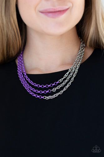 Turn Up The Volume- Purple and Silver Necklace- Paparazzi Accessories