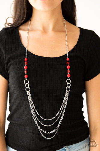 Vividly Vivid- Red and Silver Necklace- Paparazzi Accessories