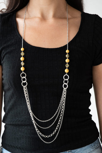 Vividly Vivid- Yellow and Silver Necklace- Paparazzi Accessories