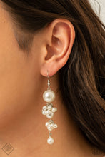 Load image into Gallery viewer, Ageless Applique- White and Silver Earrings- Paparazzi Accessories