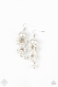 Ageless Applique- White and Silver Earrings- Paparazzi Accessories