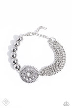 Load image into Gallery viewer, Age of STEAMPUNK- White and Silver Bracelet- Paparazzi Accessories