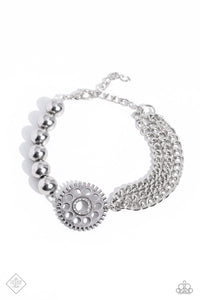 Age of STEAMPUNK- White and Silver Bracelet- Paparazzi Accessories