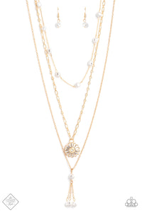 Audaciously Austen- White and Gold Necklace- Paparazzi Accessories