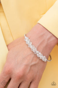 BAUBLY Personality- White and Silver Bracelet- Paparazzi Accessories