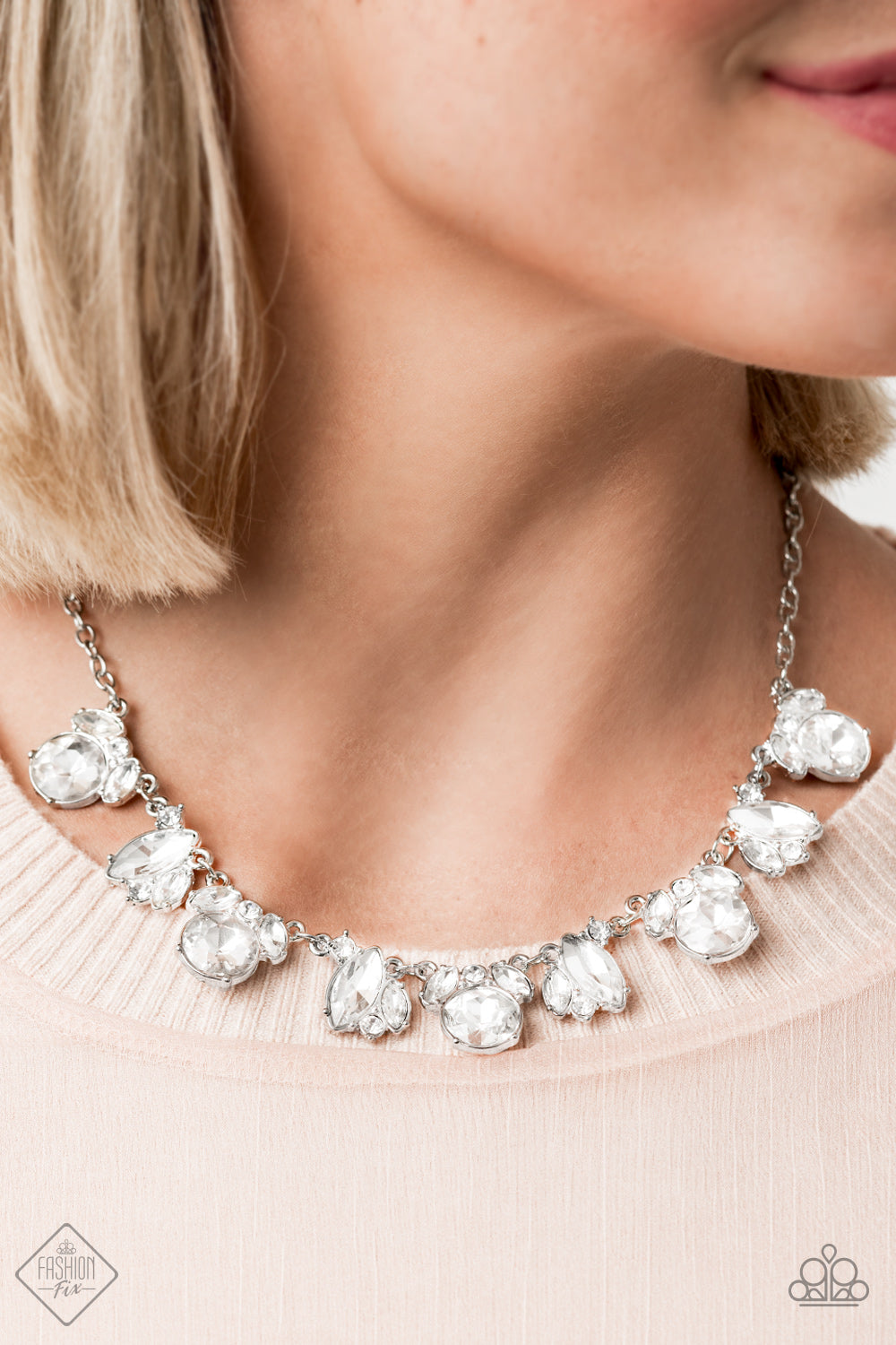 BLING To Attention- White and Silver Necklace- Paparazzi Accessories