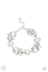 Best In SHOWSTOPPING- White and Silver Bracelet- Paparazzi Accessories