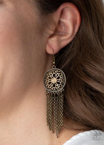Blissfully Botanical- Brass Earrings- Paparazzi Accessories