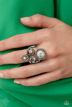Load image into Gallery viewer, Blowing Off STEAMPUNK- White and Silver Ring- Paparazzi Accessories
