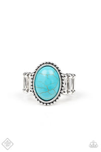 Bountiful Deserts- Blue and Silver Ring- Paparazzi Accessories