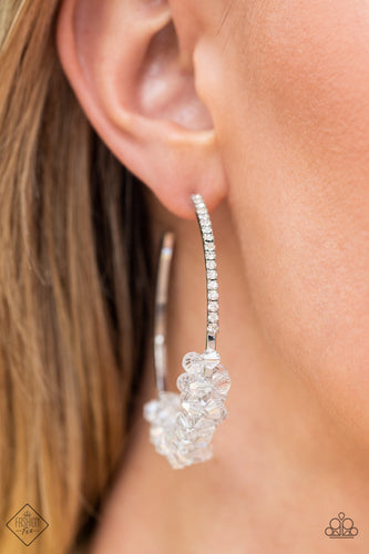 Bubble-Bursting Bling- White and Silver Earrings- Paparazzi Accessories
