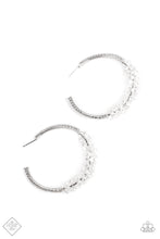Load image into Gallery viewer, Bubble-Bursting Bling- White and Silver Earrings- Paparazzi Accessories