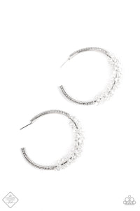 Bubble-Bursting Bling- White and Silver Earrings- Paparazzi Accessories