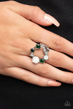 Load image into Gallery viewer, Butterfly Bustle- Green and Silver Ring- Paparazzi Accessories